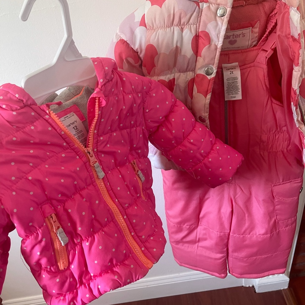 One price 2 coats 12months carter coat, and 2T Heavyweight Snow Suit